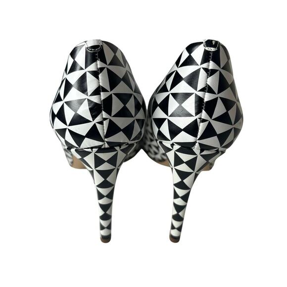 J.Crew Geometric Pointed Pumps Black / White Size 8.5 - Picture 4 of 5